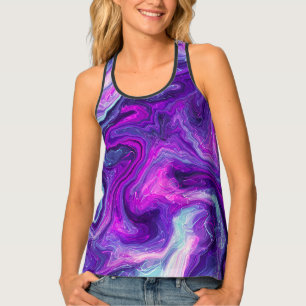 Purple, Blue, Pink Marble Fluid Art Tank Top
