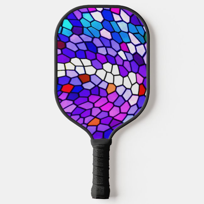 Purple Blue Pink Mosaic Pattern Pickleball Paddle