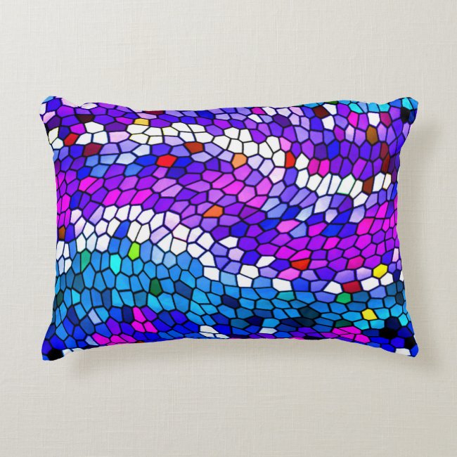 Purple Blue Pink Mosaic Tile Pattern Accent Pillow