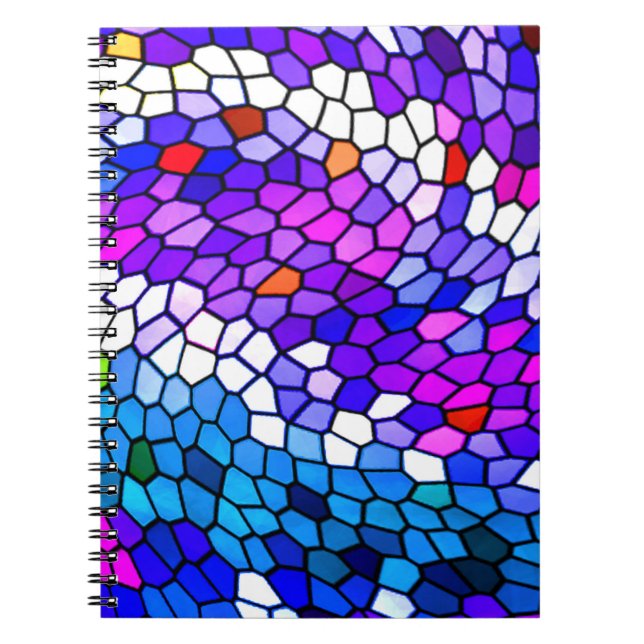 Purple Blue Pink Mosaic Tile Pattern Notebook (Front)
