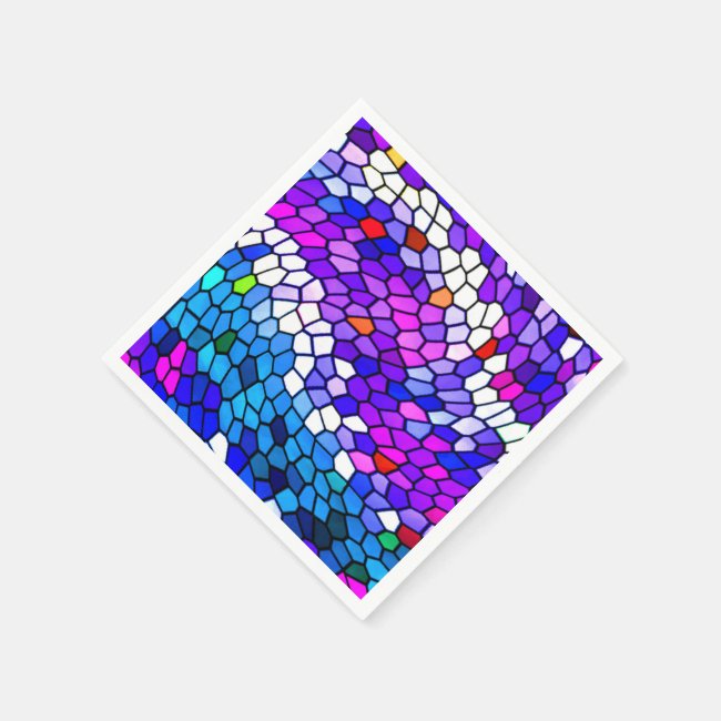 Purple Blue Pink Mosaic Tile Pattern Paper Napkins