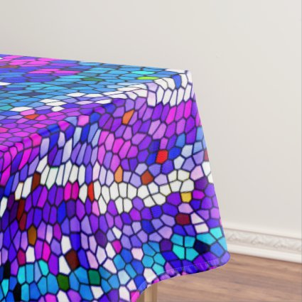 Purple Blue Pink Mosaic Tile Pattern Tablecloth