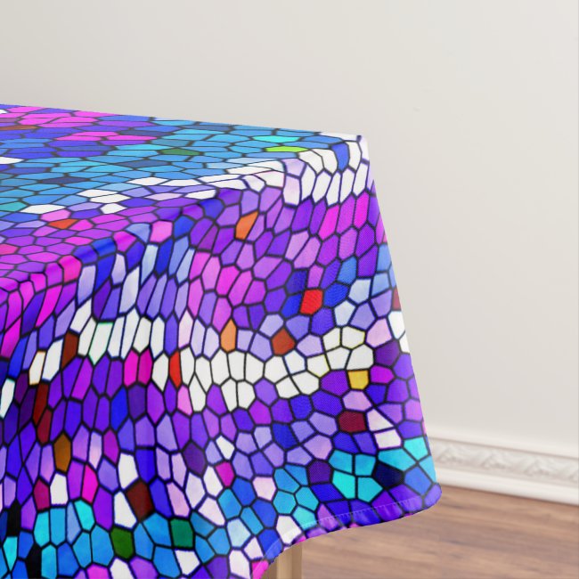 Purple Blue Pink Mosaic Tile Pattern Tablecloth