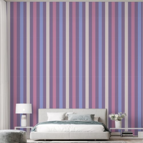 Purple Blue Pink Stripes Accent  Wallpaper
