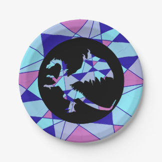 Purple blue pink triangle abstract  paper plates