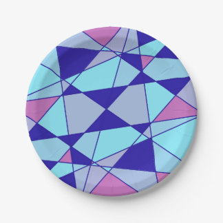 Purple blue pink triangle abstract  paper plates