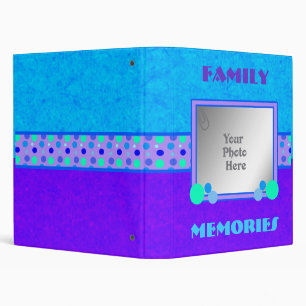 Purple & Blue Polkadot Family Memory Book 3 Ring Binder