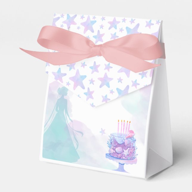 Purple Blue Princess Girl Birthday Party  Favor Boxes (Front Side)