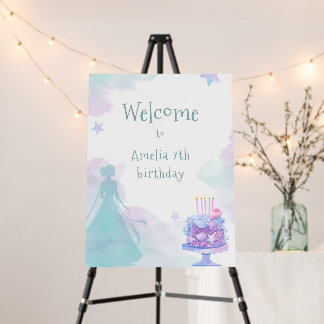 Purple Blue Princess Themed Girl Birthday Party Foam Board