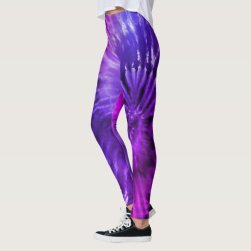 Purple  Blue Psychedelic Starburst Tie Dye Leggings