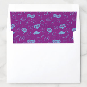 Purple Blue Quirky Hand Drawn Grad Icon Pattern Envelope Liner