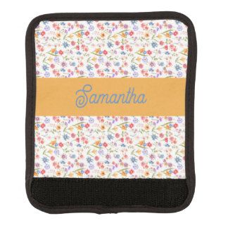 Purple Blue Red Watercolor Monogram Name Luggage Handle Wrap