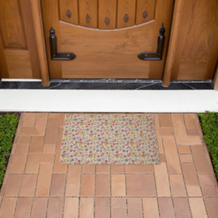 Purple Blue Red Watercolor Wildflower Fiber Doormat