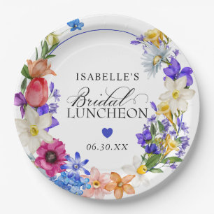 Purple Blue Red Wildflower Bridal Luncheon Shower Paper Plates