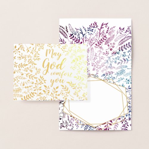 Purple Blue Religious May God Comfort you Sympathy Foil Card