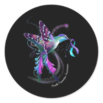 Purple Blue Ribbon Suicide Prevention Awareness  Classic Round Sticker