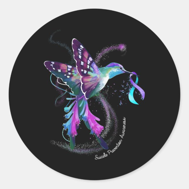 Purple Blue Ribbon Suicide Prevention Awareness  Classic Round Sticker (Front)