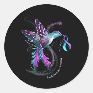 Purple Blue Ribbon Suicide Prevention Awareness  Classic Round Sticker