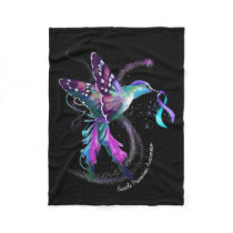 Purple Blue Ribbon Suicide Prevention Awareness  Fleece Blanket