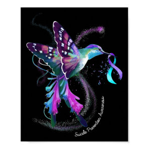 Purple Blue Ribbon Suicide Prevention Awareness  Poster