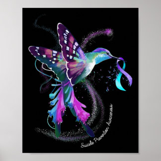 Purple Blue Ribbon Suicide Prevention Awareness Poster