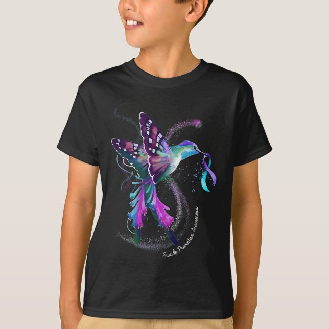 Purple Blue Ribbon Suicide Prevention Awareness  T-Shirt (Front)
