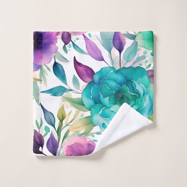 Purple Blue Rose flowers  Bath Towel Set (Wash Cloth)