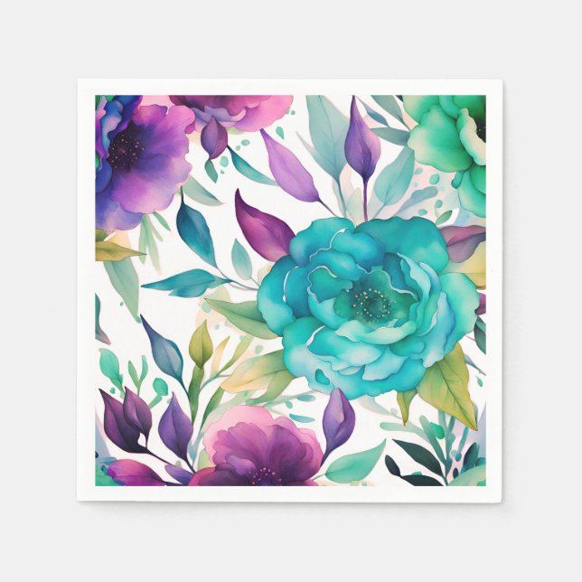Purple Blue Rose flowers  Napkins (Front)