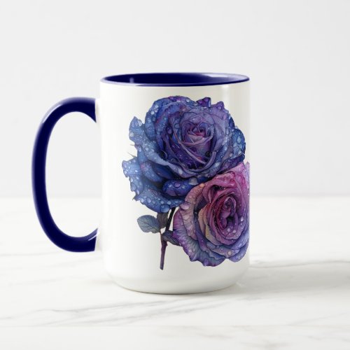 Purple Blue Roses Mug