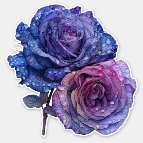 Purple Blue Roses Sticker