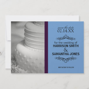 Purple & Blue Save the Date Wedding Announcements