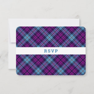 Purple Blue Scottish Tartan Plaid Wedding RSVP Card