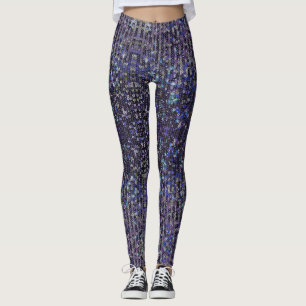 Purple blue sequins   sparkle pattern   leggings
