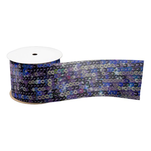 Purple blue sequins  sparkle pattern    satin ribbon