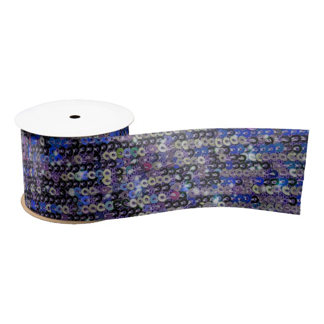 Purple blue sequins | sparkle pattern    satin ribbon (Spool)