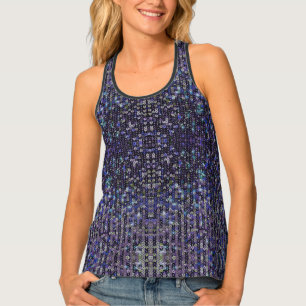 Purple blue sequins   sparkle pattern  tank top