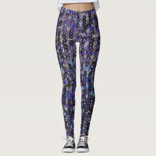 Purple blue sequins   sparkle pattern tank top leggings