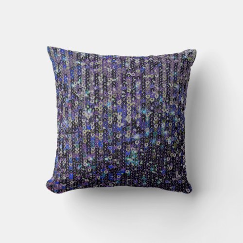 Purple blue sequins  sparkle pattern    throw pillow