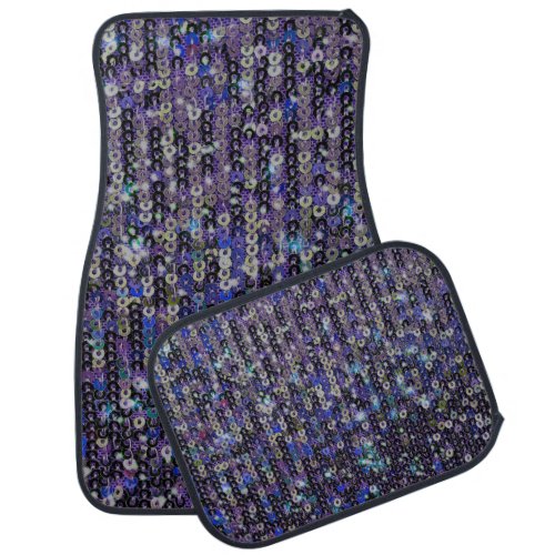 Purple blue sequins  sparkling glittering  car floor mat