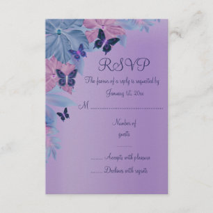 Purple & Blue Shimmer Butterfly Sweet 16 RSVP Card