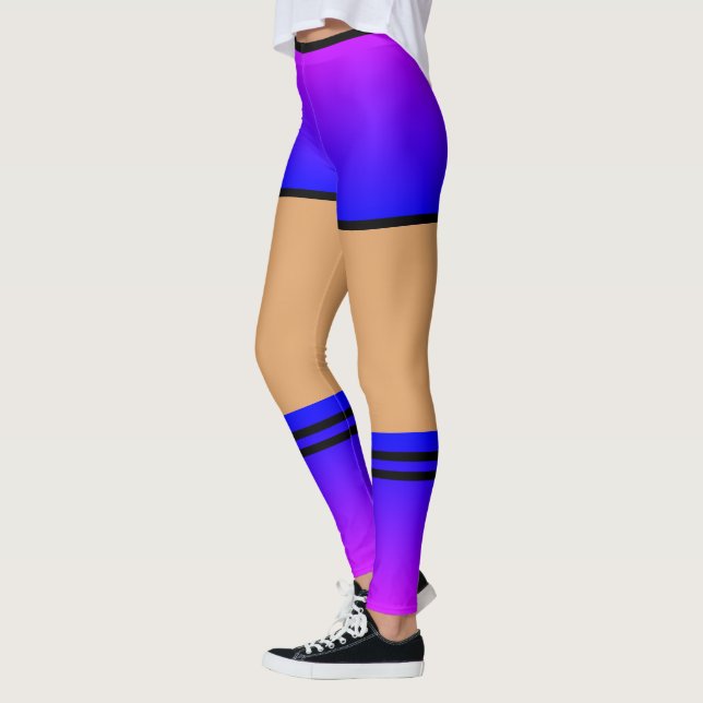 Purple Blue Shorts Leggings Socks Black Stripes (Left)