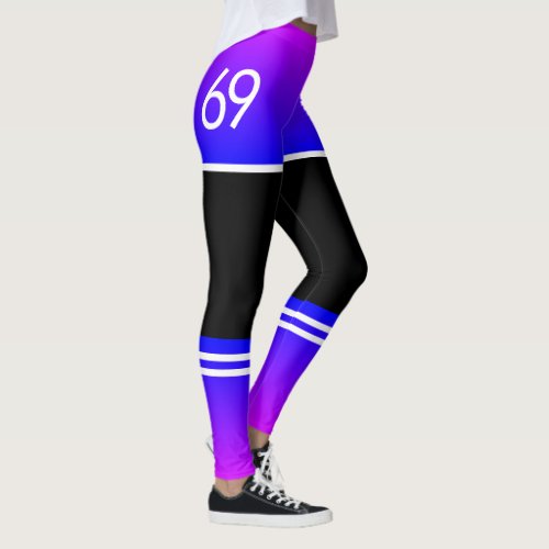 Purple Blue Shorts  Socks _ Number 69 _ Sport Leggings