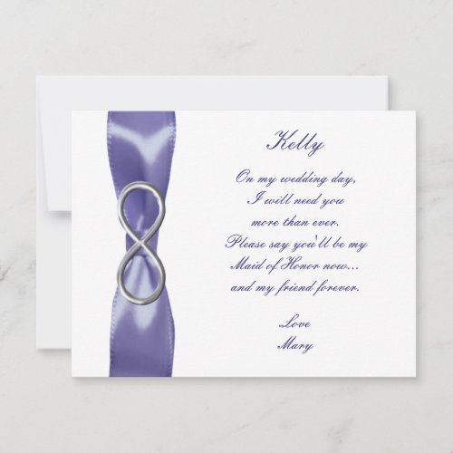 Purple Blue Silver Infinity Maid Of Honor Card
