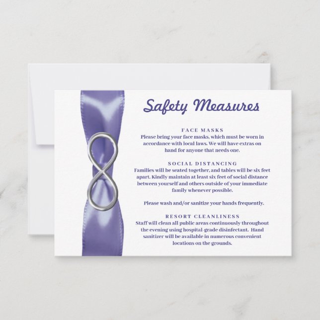 Purple Blue Silver Infinity Safety Measures Card (Front)