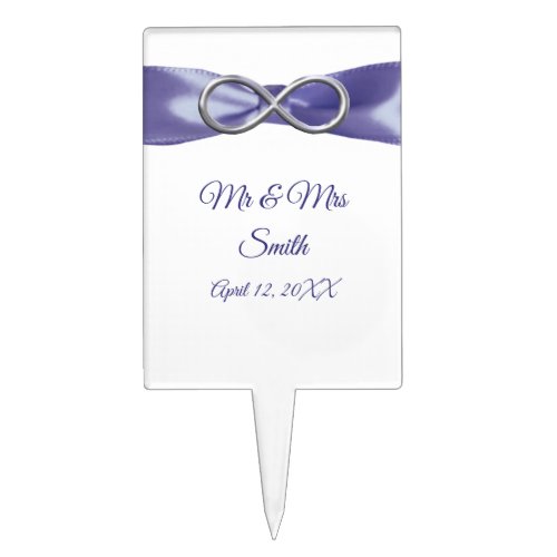 Purple Blue Silver Infinity Wedding Cake Topper