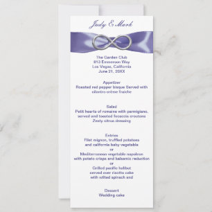 Purple Blue Silver Infinity Wedding Menu Card