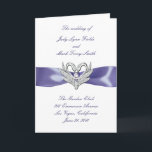 Purple Blue Silver Swans Program Card<br><div class="desc">When you and your future spouse start your march down the aisle, make sure your friends and family are prepared to celebrate each step of your journey with these elegant, folded wedding programs. This beautiful program card is all ready to be personalized. Personalize the card by changing the text in...</div>