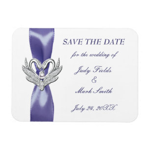 Purple Blue Silver Swans Save The Date Magnet