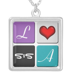 Purple & Blue SIS Sisters Necklace