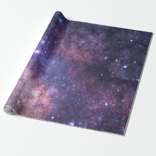 Purple Blue Sky Galaxy Starry Night Stars Modern Wrapping Paper